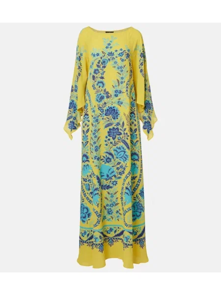Rochie maxi Etro cu model floral galben