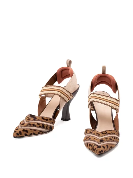 Pantofi cu toc Fendi cu imagine cu model leopard maro