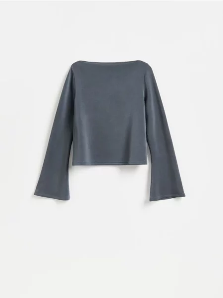 Reserved Tricou cu mânecă lungă cu conținut ridicat de modal gri-închis gri