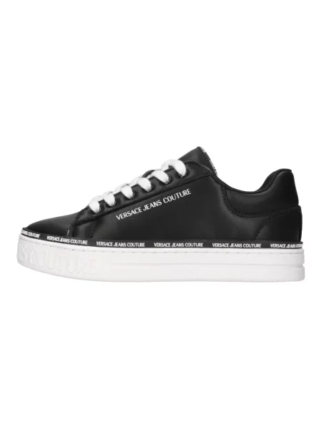 Sneakersy Versace Jeans Couture skórzane z logo czarne