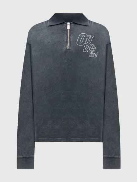 Лонгслів-поло з логотипом Off-white синій