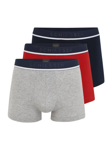 SCHIESSER Boxeralsók tengerészkék / szürke / piros fehér