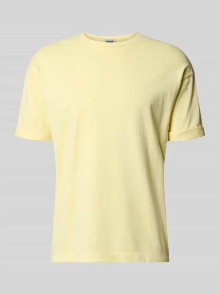 T-shirt z zakładką na rękawach i okrągłym dekoltem Drykorn żółta