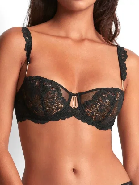 Мягкий бюстгальтер балконет на косточках чорний