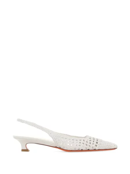 Pantofi cu toc Santoni slingback alb