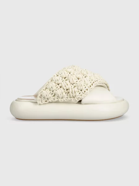 Чехли JW Anderson Crochet Twister с платформа бежово