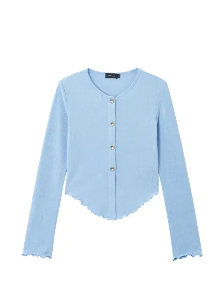 Cardigan Tout A Coup cu volane albastru