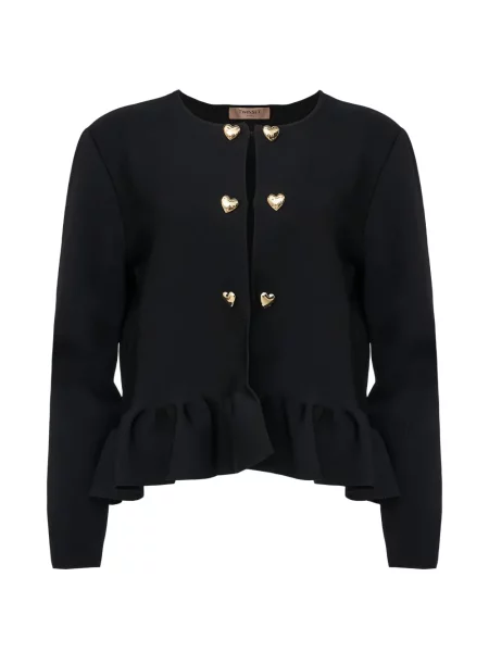 Cardigan Twinset cu motiv cu inimi negru