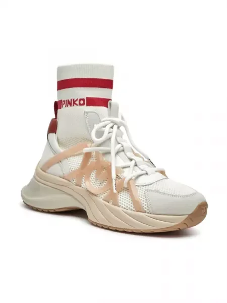 Pinko Sneakers tornacipő ARIEL 05 bőr hozzáadásával fehér