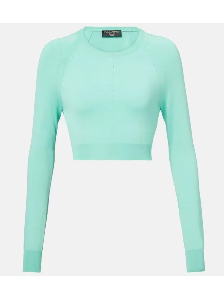 Sweter Dolce&gabbana o krotszym kroju zielony