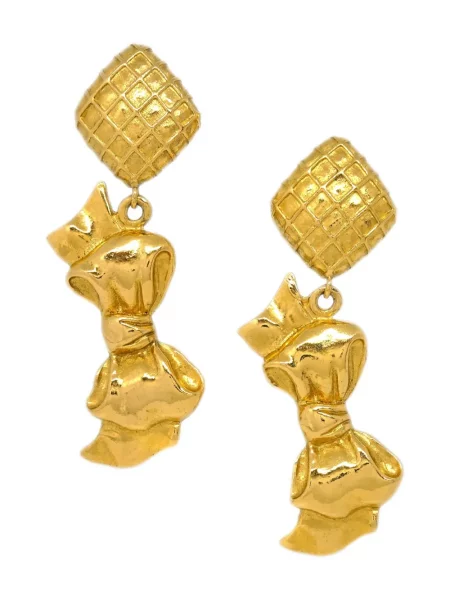 Náušnice Chanel Pre-owned s mašlí zlaté
