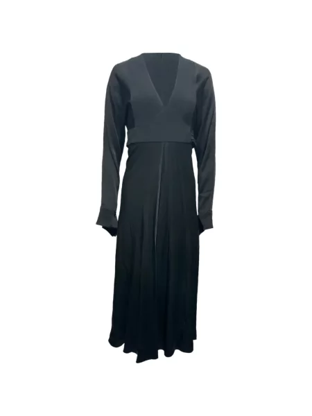 Rochie midi Victoria Beckham cu decolteu în V până la genunchi de costum negru