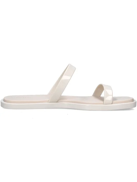 Calvin Klein dámske žabky Double Bar Slide Jelly turtle dove biela