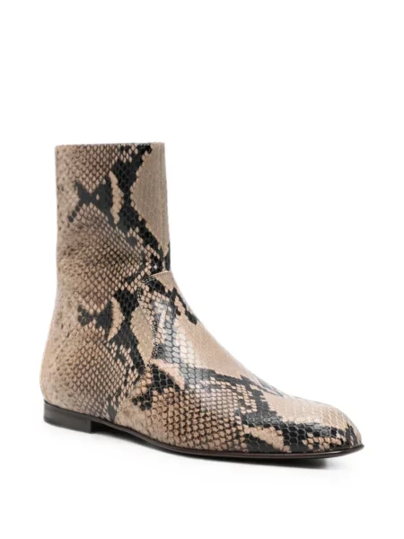 Cizme scurte Khaite cu model piele de șarpe