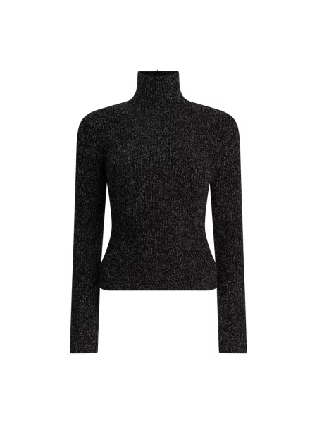 Lniany sweter z golfem Max Mara do golfa czarny