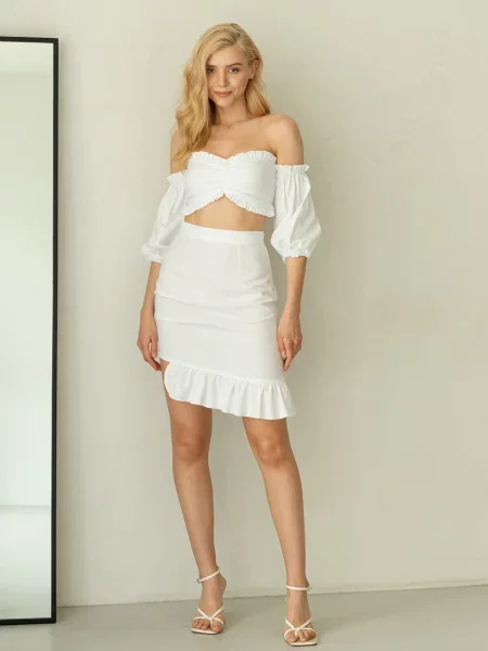 Лляна Спідниця міні Shape of Angel Однотонна білий