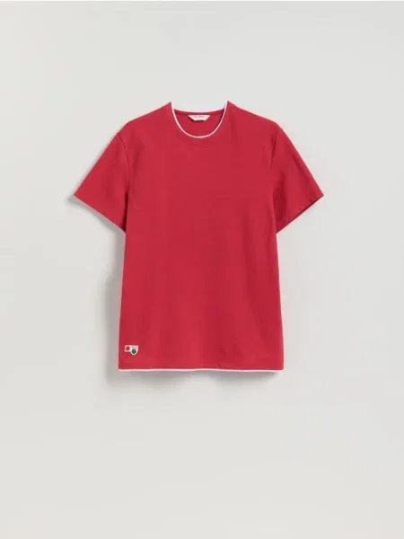 Reserved Tricou regular fit din structurat roșu