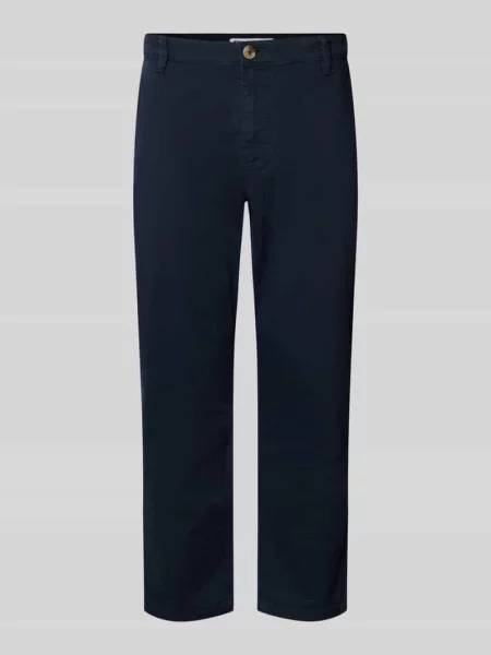 Spodnie o kroju straight fit z mieszanki bawełny Review granatowe