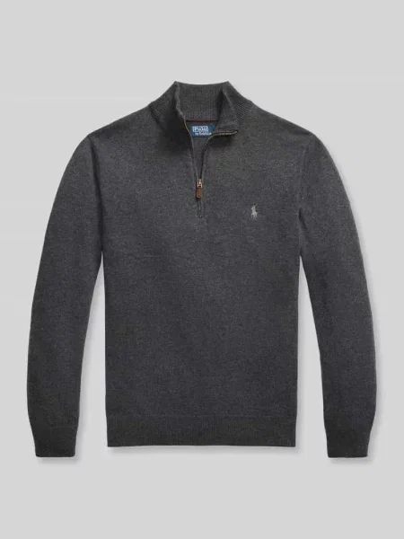 Kardigan Ralph Lauren wełniany ze stójką szary