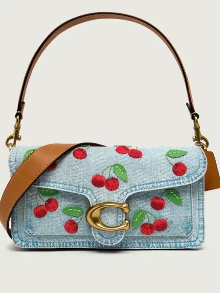 Coach De blugi geantă pe umăr TABBY 26 cu adaos de piele albastru