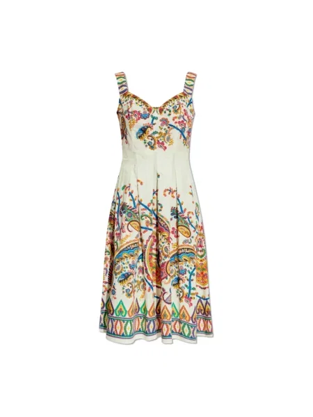 Sukienka midi Etro z nadrukiem z wzorem paisley do kolan
