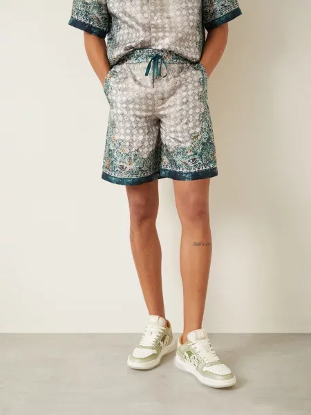 Amiri Hedvábné Šortky / tmavě zelená béžová