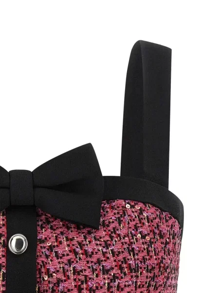 Top Alessandra Rich cu paiete din tweed roz