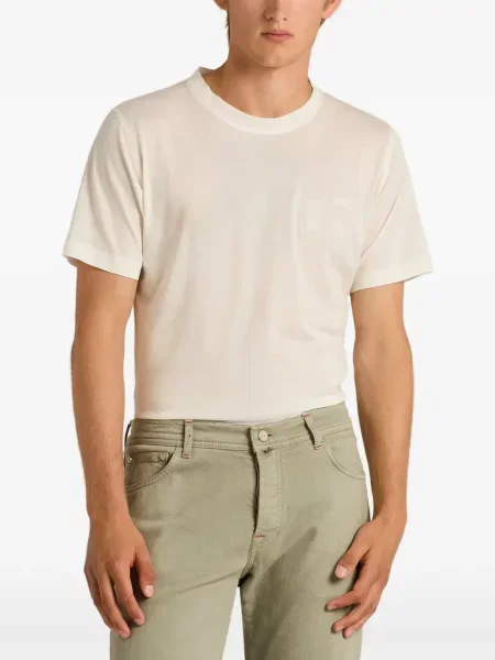 Tricou Kiton cu broderie alb