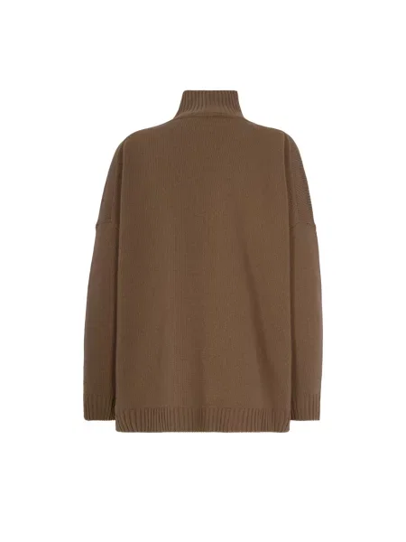 Sweter z golfem Max Mara wełniany brązowy