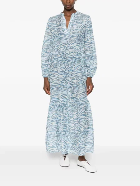 Rochie maxi Mc2 Saint Barth cu imagine cu model zebră albastru