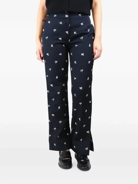 Pantaloni Erdem cu model floral din jacard albastru