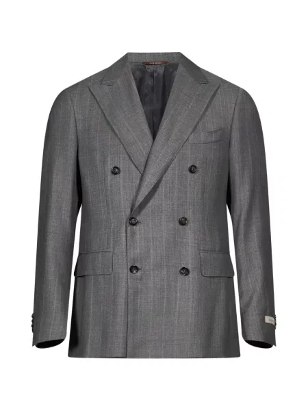 Costum Canali în carouri cu două rânduri de nasturi gri