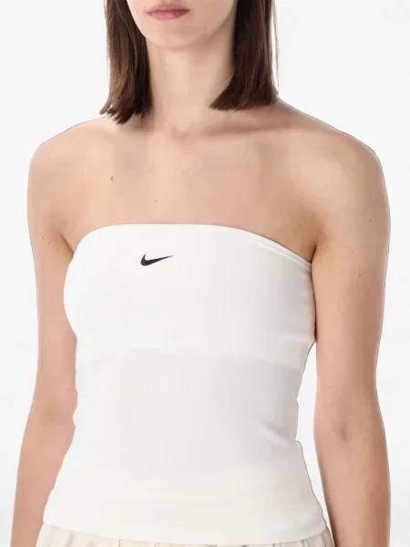 Decupat top Nike plasă cu broderie alb
