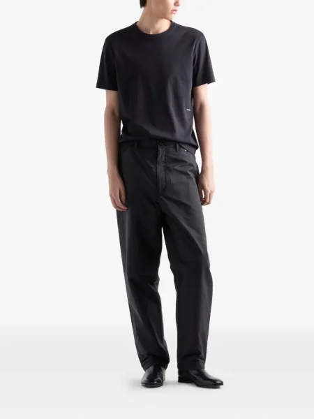 Tricou Prada cu broderie scurt negru