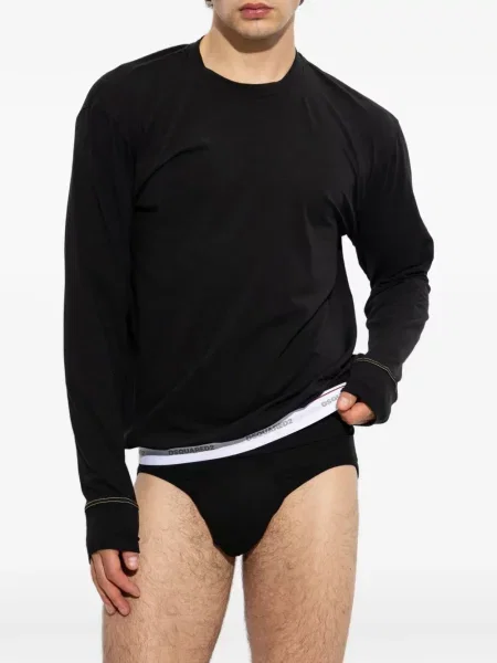 Lung tricou Dsquared2 cu autograf negru