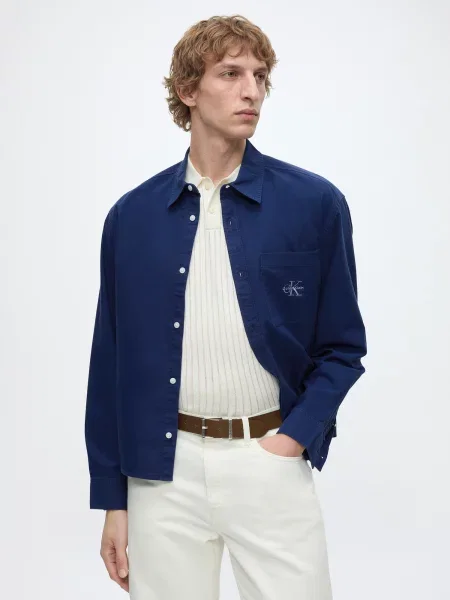 Calvin Klein Jeans Košeľa námornícka modrá