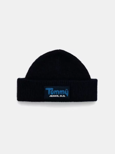 Čepice z vlněné směsi Tommy Jeans tmavomodrá