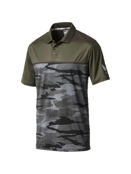 Polo Puma cu model camuflaj verde