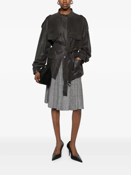 Midi-suknja Ermanno Scervino s herringbone uzorkom siva