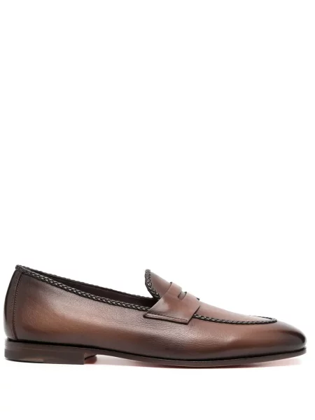 Pantofi loafer Santoni din piele maro