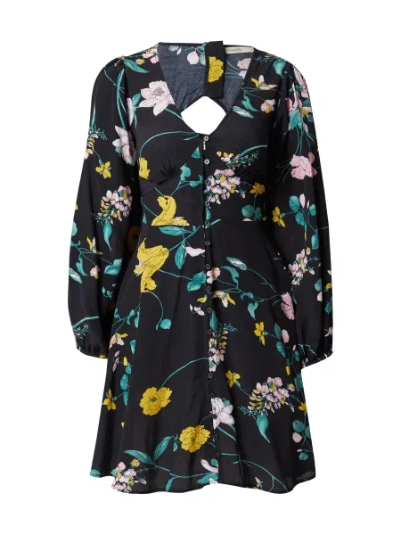 Oasis Rochie tip bluză negru / galben / roz verde alb