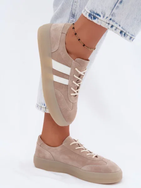 Sneakerși Boto din piele cu platformă alb