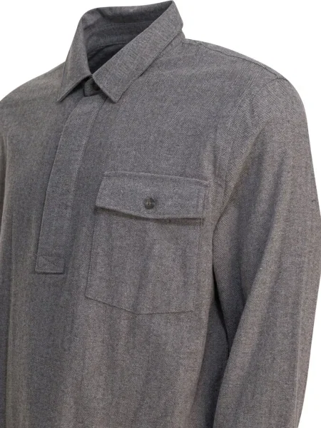Polo Vince cu model herringbone gri