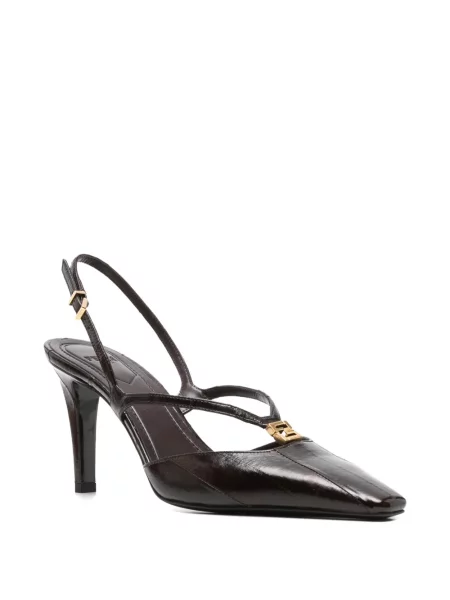 Pantofi cu toc Fendi slingback maro