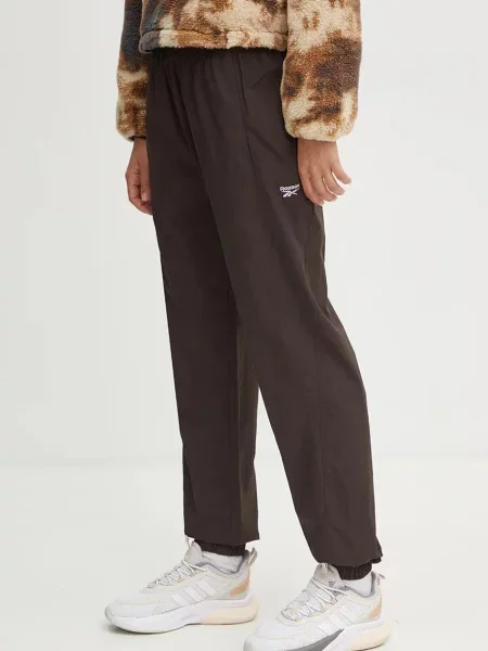 Hlače Reebok Classic za žene visoki struk smeđa