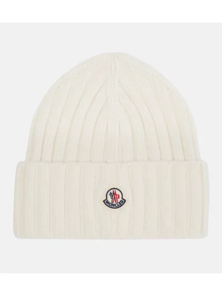 Căciulă Moncler de lână cu autograf alb