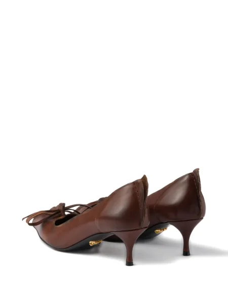 Pantofi cu toc Prada din piele maro