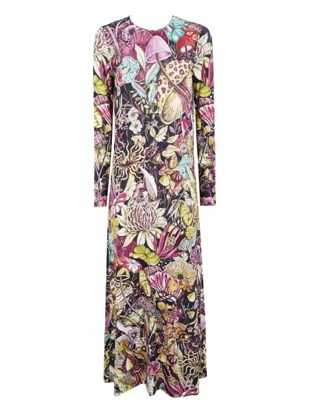 Sukienka maxi La Doublej w kwiatki z nadrukiem garniturowa czarna