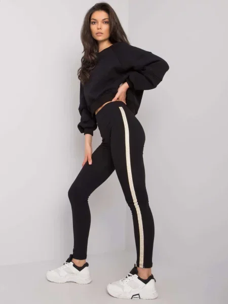 Leggings Fashionhunters cu dungi negru