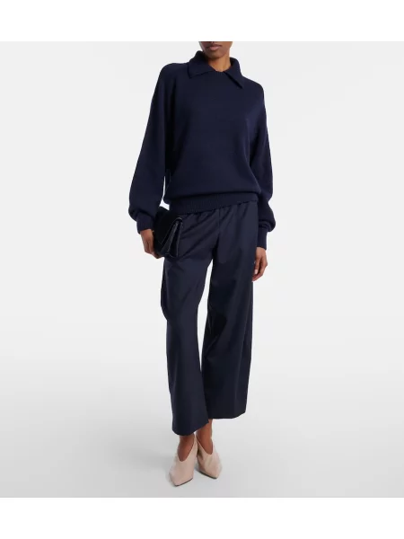 Pantaloni Khaite de lână albastru